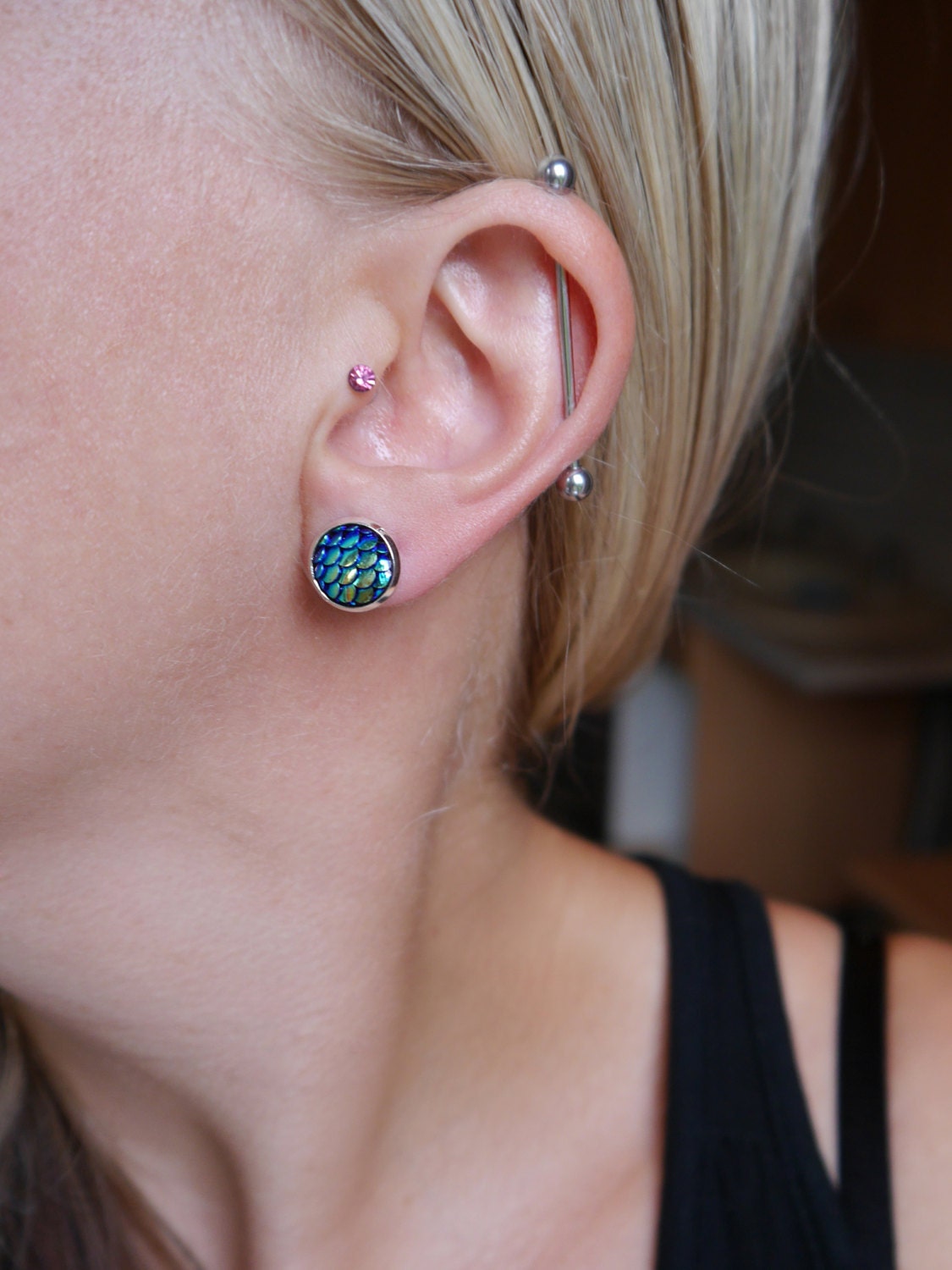 Earcuff Ohrringe Earring Mairmaid DRAGON Scale Earrings