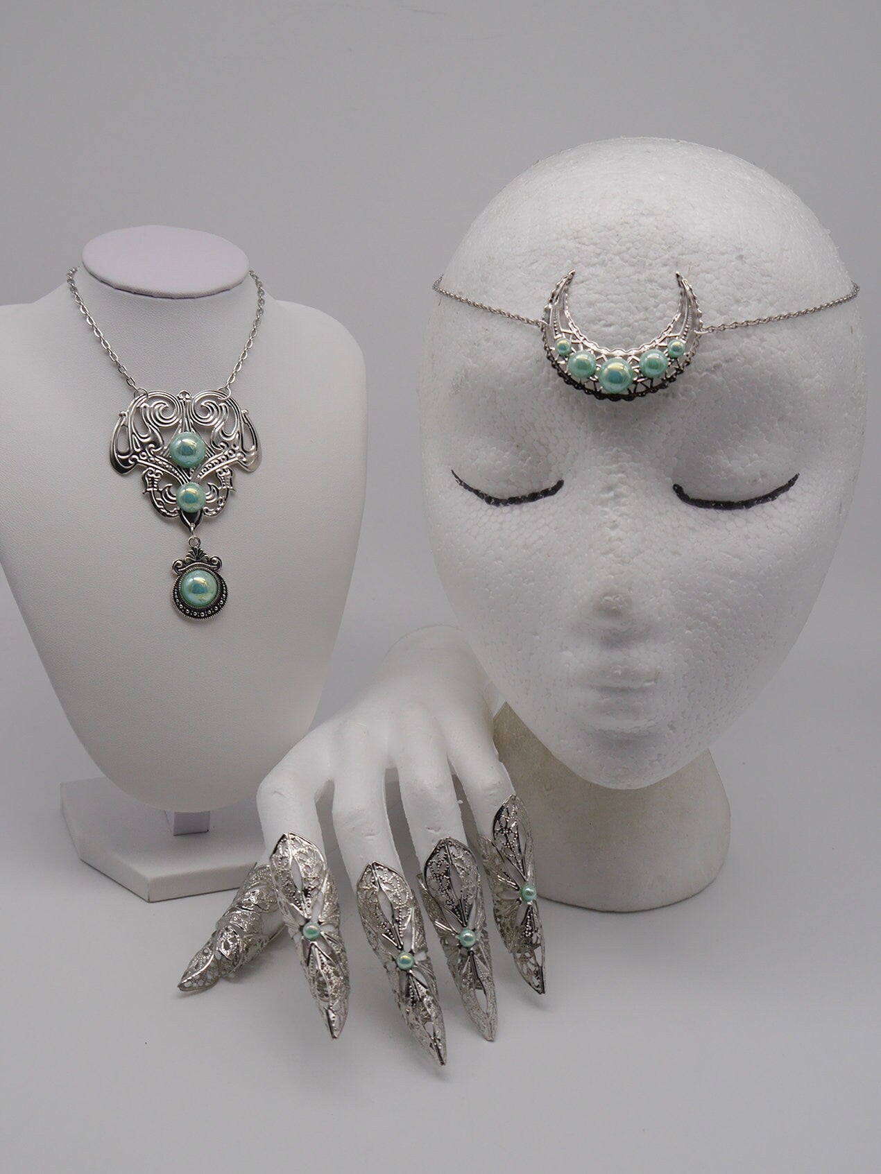 mystische Feen Kette ~ Moon Child ~ Elfe ~ Elb ~ Anhänger ~ Halskette ~ Fantasy ~ Gothic ~ Goth ~ Jugendstil ~ Braut ~ Brautschmuck