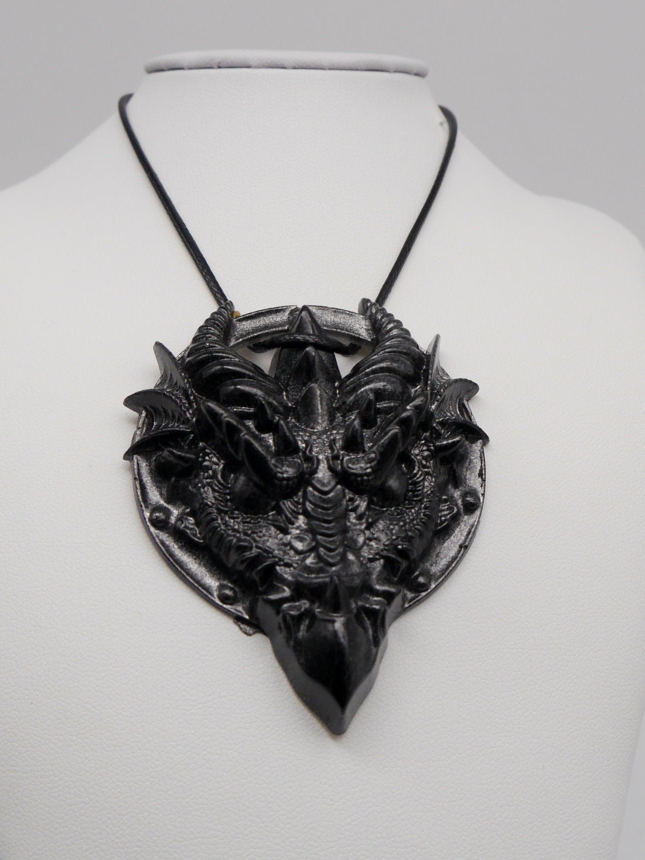 Drachen Amulett Kette ~ black silver Dragon Necklace ~ Fantasy ~ gothic ~ goth ~ witch ~ Resin ~ Geschenk