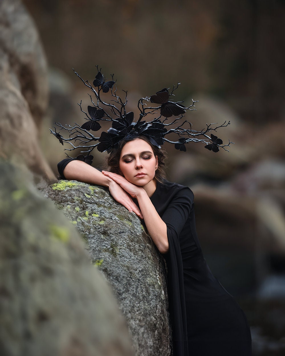 gothic ~ butterfly ~ Headdress ~ Headpiece ~ dark ~ Queen of Darkness ~ schwarzer Schmetterling