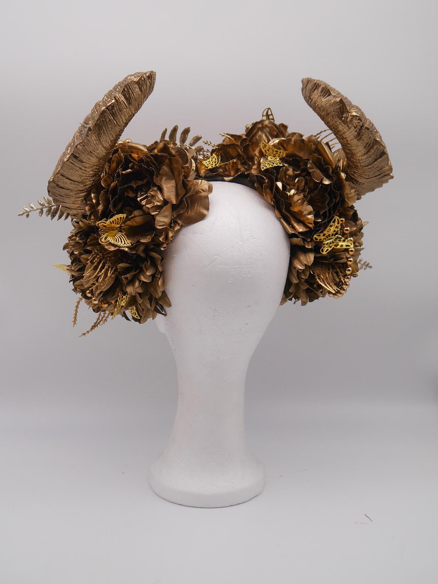 golden Faun Headdress ~ fantasy Horns ~ Elfe ~ Fee ~ Headpiece ~ Schmetterling ~ Kopfschmuck