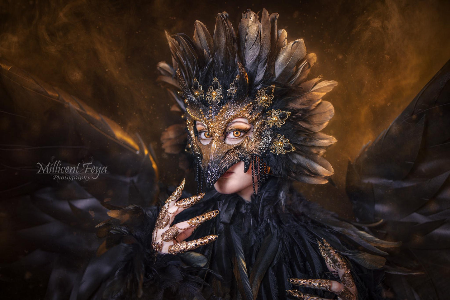 Raven Mask ~ Crow ~ Rabe ~ Vogel ~ Maske ~ Headdress ~ Headpiece ~ Skull - Bones ~ festival ~ Kopfschmuck ~ Teufel