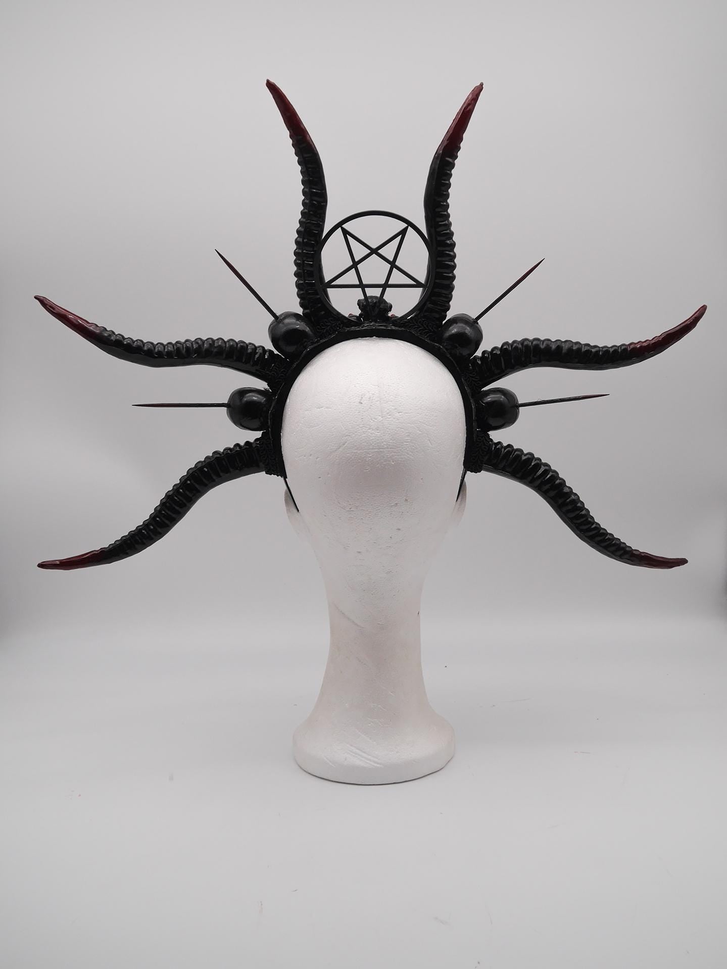 Dark Demon Headdress ~ gothic Horns ~ Queen of Darkness ~ goth ~ occult Headpiece
