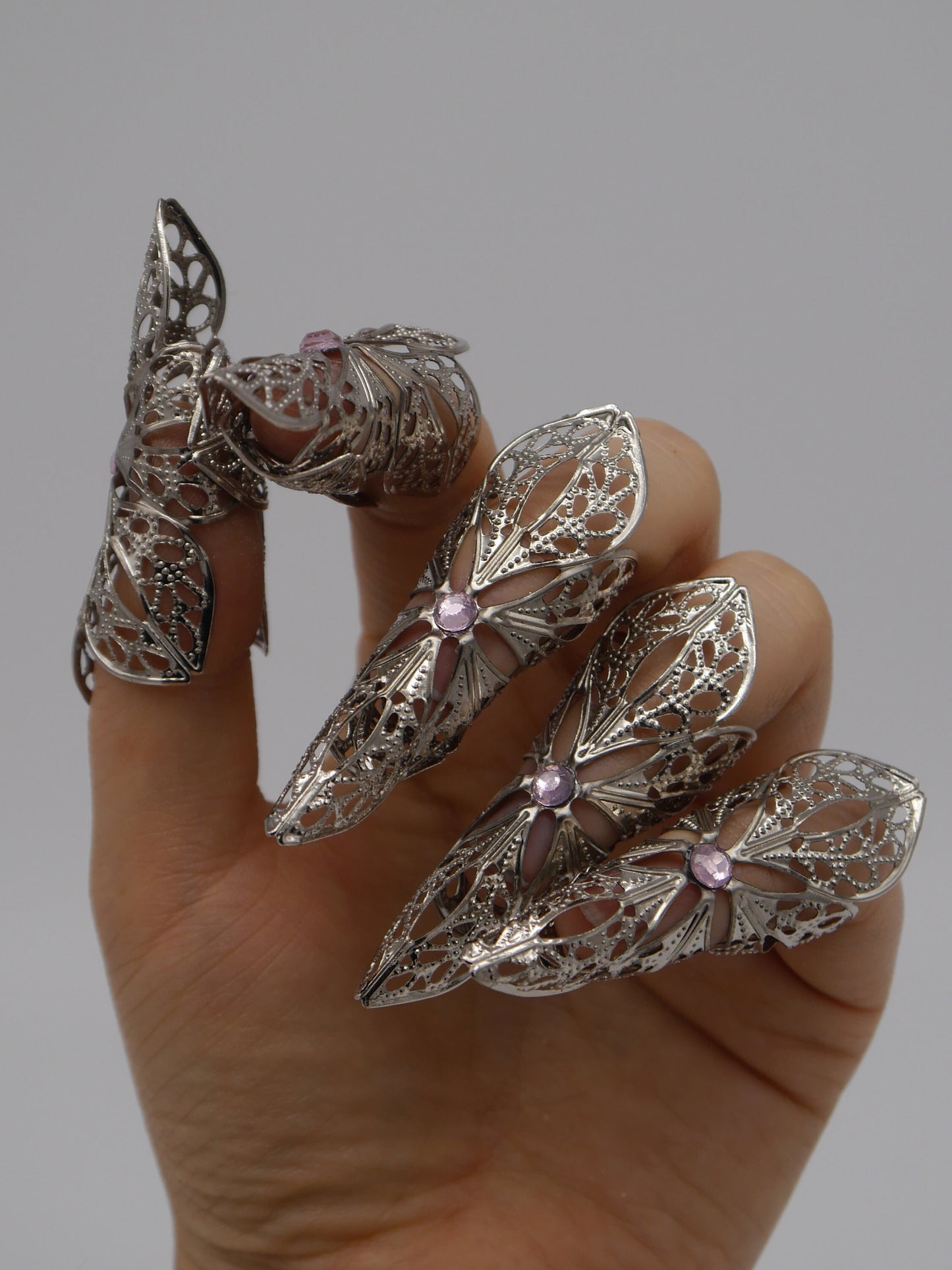 5pc silver Nails Elb Elfe Fantasy Filigree Claws