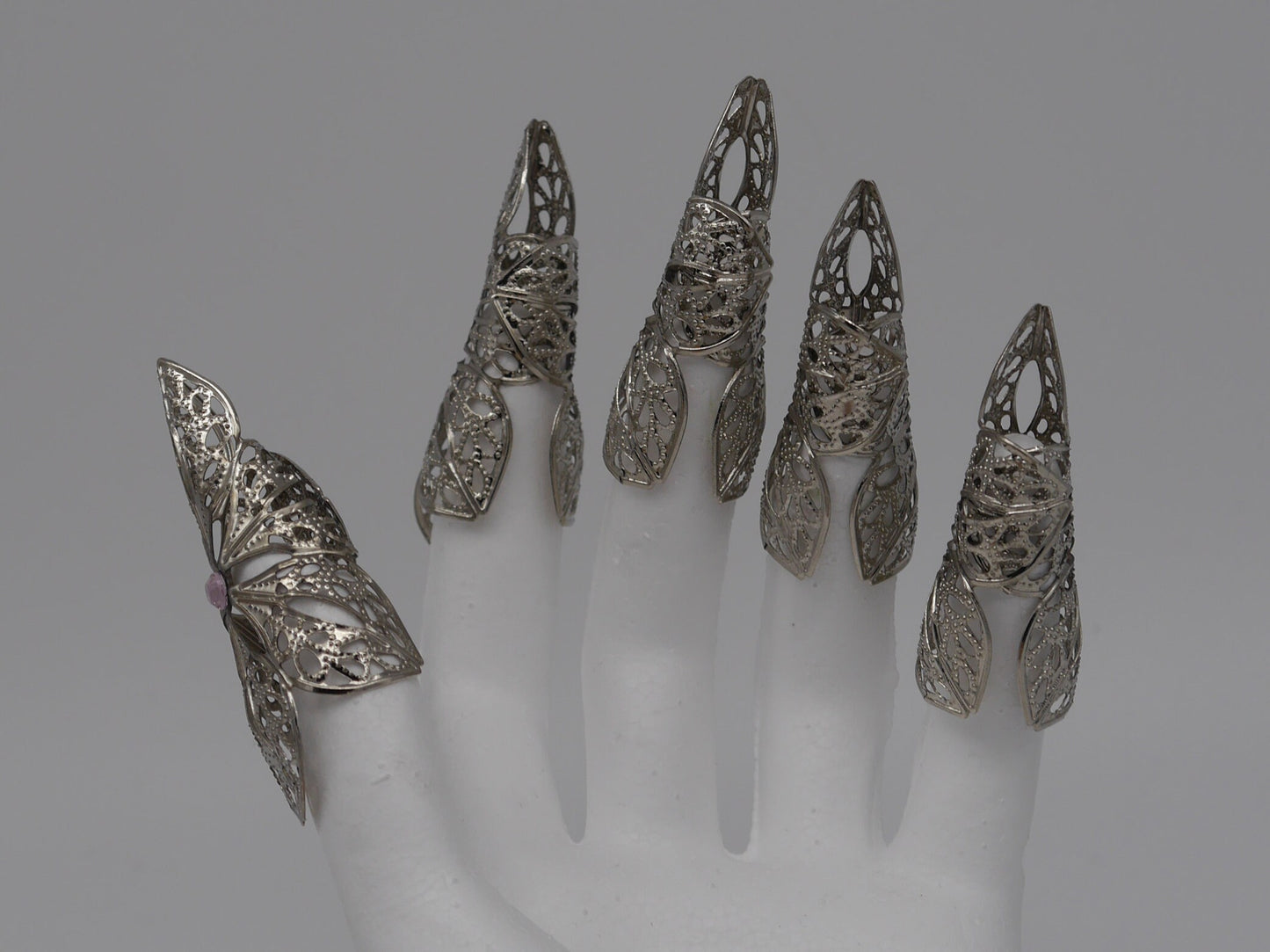 5pc silver Nails Elb Elfe Fantasy Filigree Claws