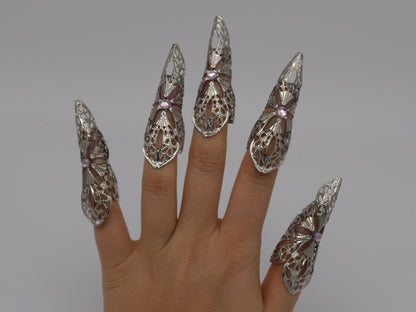 5pc silver Nails Elb Elfe Fantasy Filigree Claws