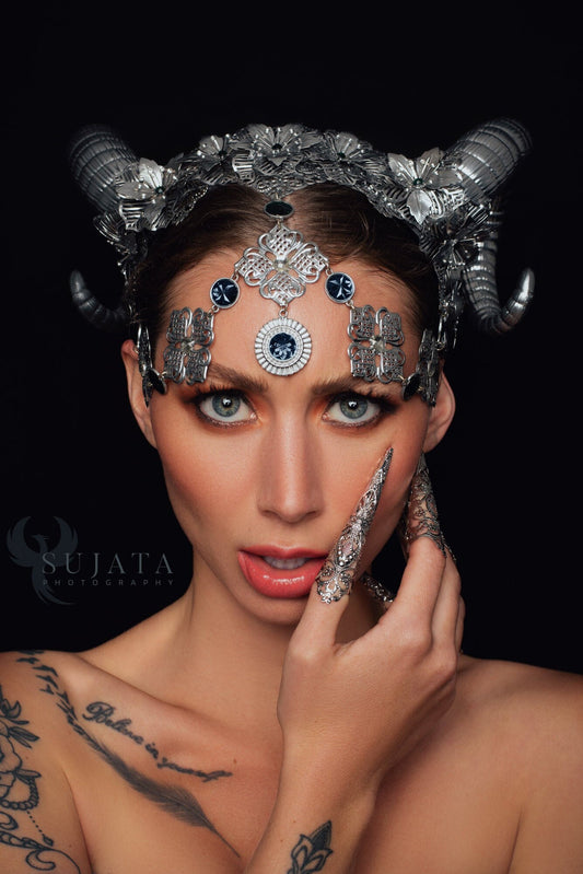 silver Ram Headpiece