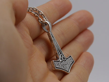 Thor Hammer Anhänger ~ Kette ~ Silber ~ Loki ~ Asgard ~ Oden ~ Fantasy ~ Mittelalter ~ Mjölnir ~Mjolnir ~ Pagan ~ Wikinger