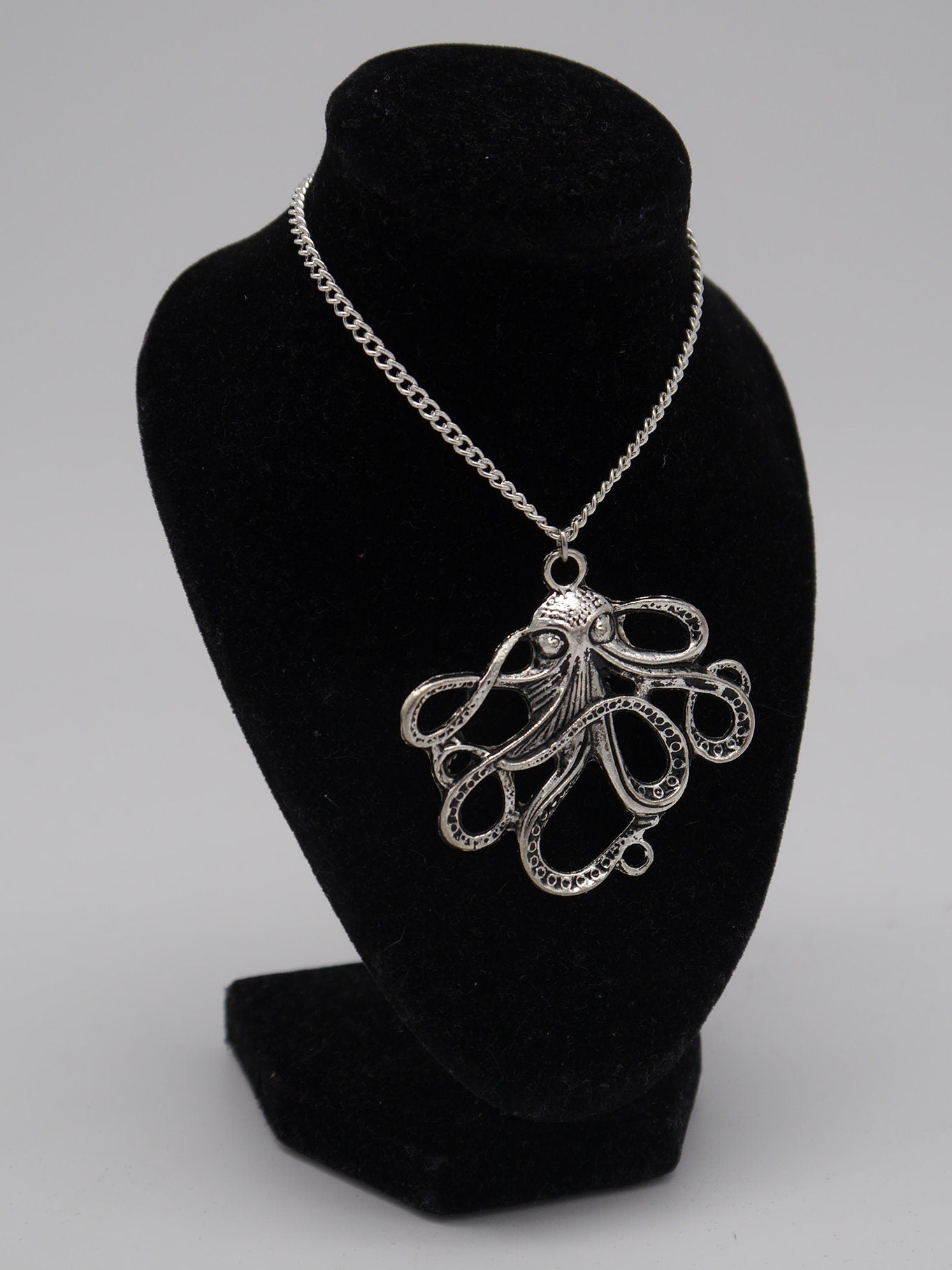 Oktopus ~ Tintenfisch ~ Krake Kette ~ Halskette ~ Anhänger ~ Meerestier ~ silber ~ Bronze ~ XL