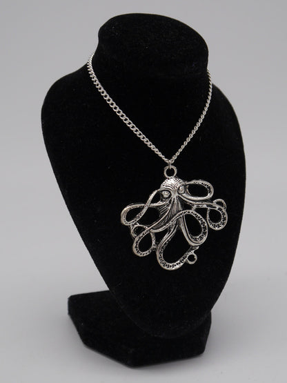 Oktopus ~ Tintenfisch ~ Krake Kette ~ Halskette ~ Anhänger ~ Meerestier ~ silber ~ Bronze ~ XL