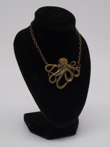 Oktopus ~ Tintenfisch ~ Krake Kette ~ Halskette ~ Anhänger ~ Meerestier ~ silber ~ Bronze ~ XL