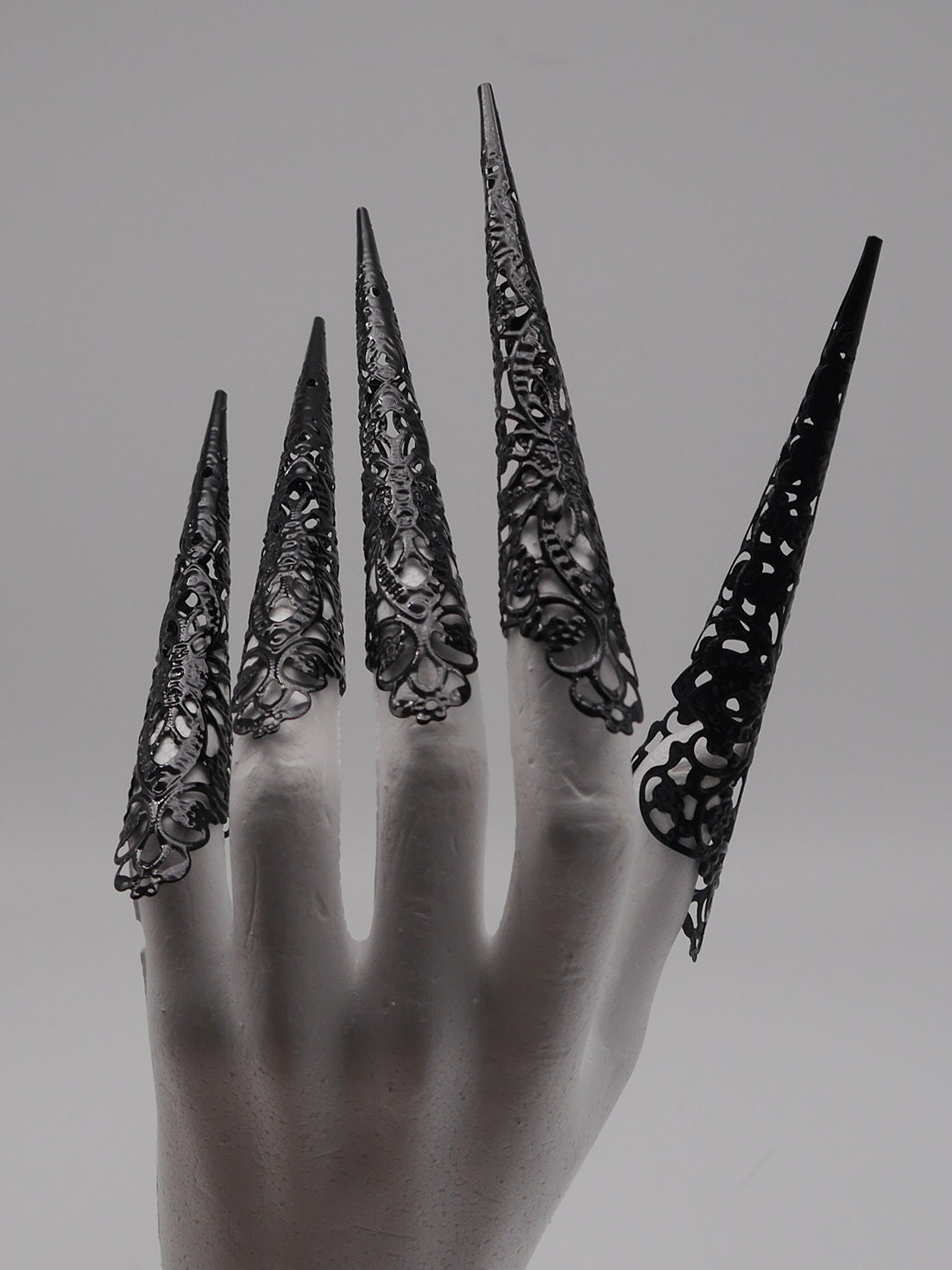 5pc Filigree demon Claws Nails XXL ~ Nails ~ Nagel ~ Krallen ~ Ringe ~ Gothic ~ Nägel ~ Tips ~ devil