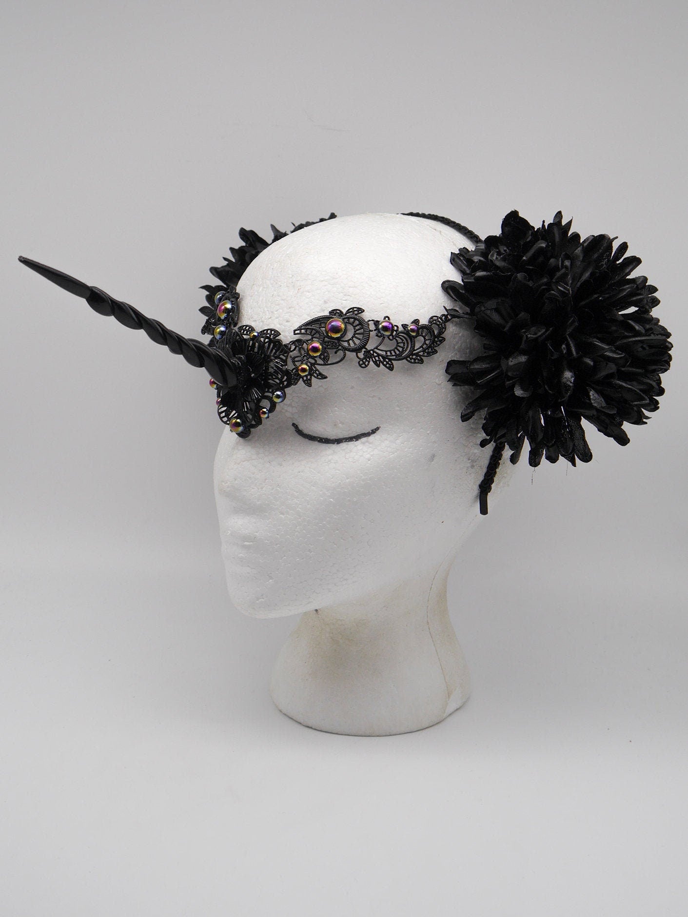 Black unicorn Headpiece ~ gothic ~ schwarzes Einhorn~ fantasy ~ last unicorn ~ Fantasy ~ Elfen ~ Feen