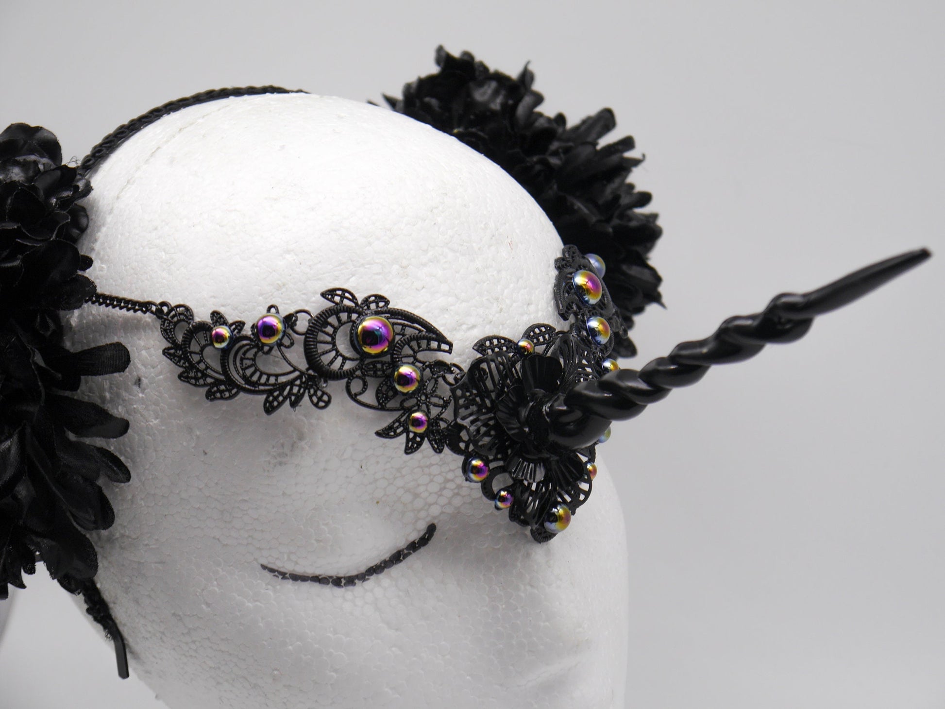 Black unicorn Headpiece ~ gothic ~ schwarzes Einhorn~ fantasy ~ last unicorn ~ Fantasy ~ Elfen ~ Feen