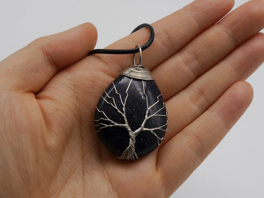 Baum des Lebens Quarz Anhänger ~ Kette ~ wicca ~ ~ Bergkristall Chakra gothic Stein goth mystik mittelalter larp Pendel Hexe Blume