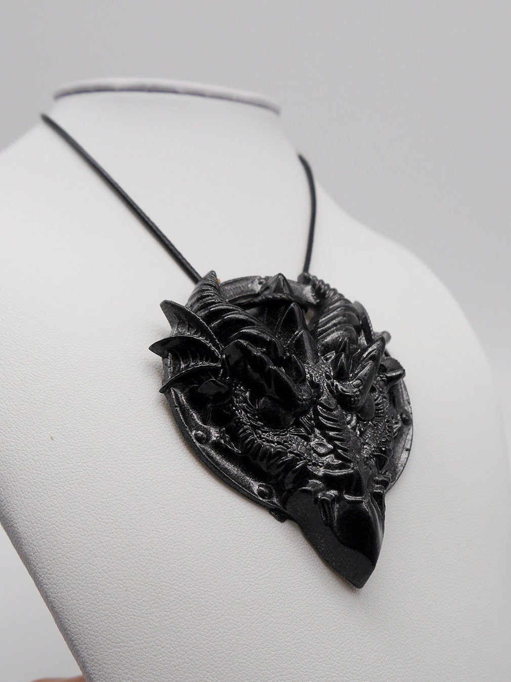 Drachen Amulett Kette ~ black silver Dragon Necklace ~ Fantasy ~ gothic ~ goth ~ witch ~ Resin ~ Geschenk