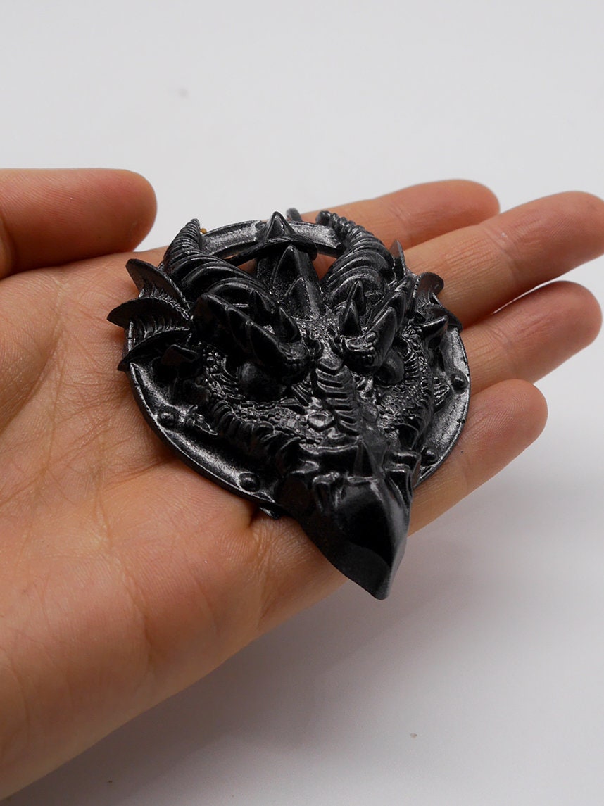 Drachen Amulett Kette ~ black silver Dragon Necklace ~ Fantasy ~ gothic ~ goth ~ witch ~ Resin ~ Geschenk