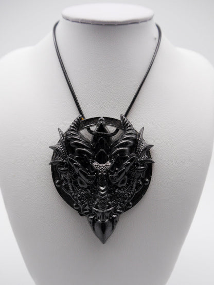 Drachen Amulett Kette ~ black silver Dragon Necklace ~ Fantasy ~ gothic ~ goth ~ witch ~ Resin ~ Geschenk