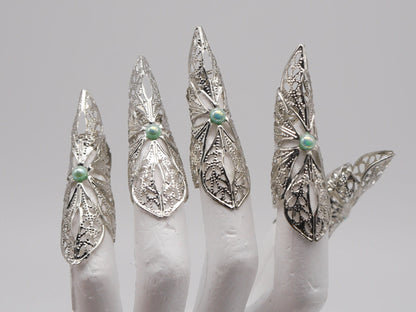 5pc silver Moon Nails ~ Elb ~ Elfe ~ Fantasy ~ Filigree ~ Claws ~ Tips ~ Cosplay ~