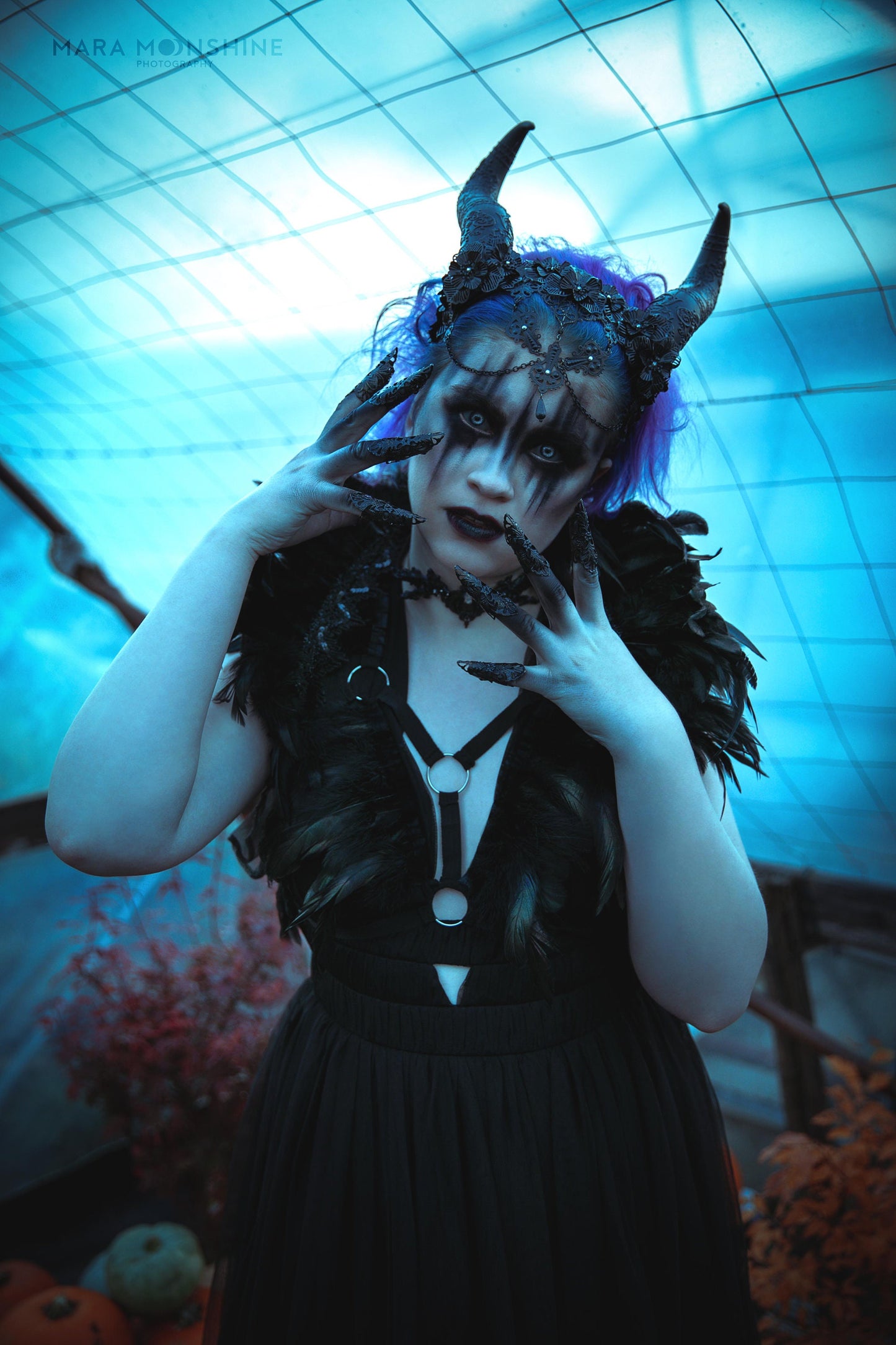 dark Faun Headdress ~ gothic Horns ~ Queen of Darkness ~ goth ~ occult Headpiece