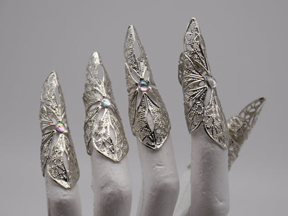 5pc silver Moon Nails ~ Elb ~ Elfe ~ Fantasy ~ Filigree ~ Claws ~ Tips ~ Cosplay ~