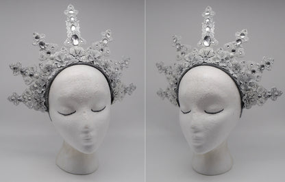 winter dream Halo - white Princess Headdress ~ Kopfschmuck ~ Fee ~ ice ~ Royal Kristall Krone ~ Crown