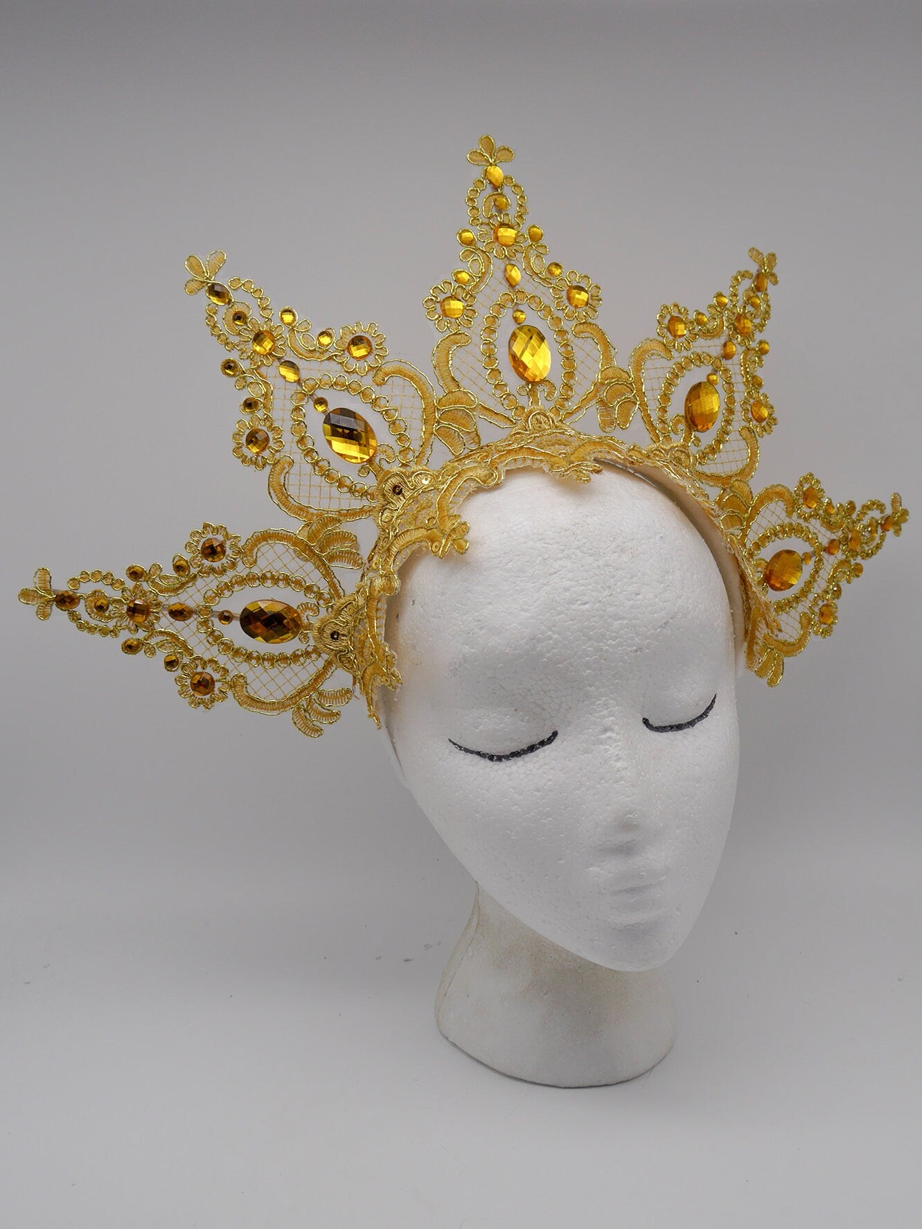 golden Elven Crown ~ Headdress ~ Spitze ~ Headpiece ~ Krone ~ Crown ~ Burlesque ~ Fantasy