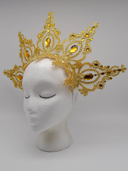 golden Elven Crown ~ Headdress ~ Spitze ~ Headpiece ~ Krone ~ Crown ~ Burlesque ~ Fantasy