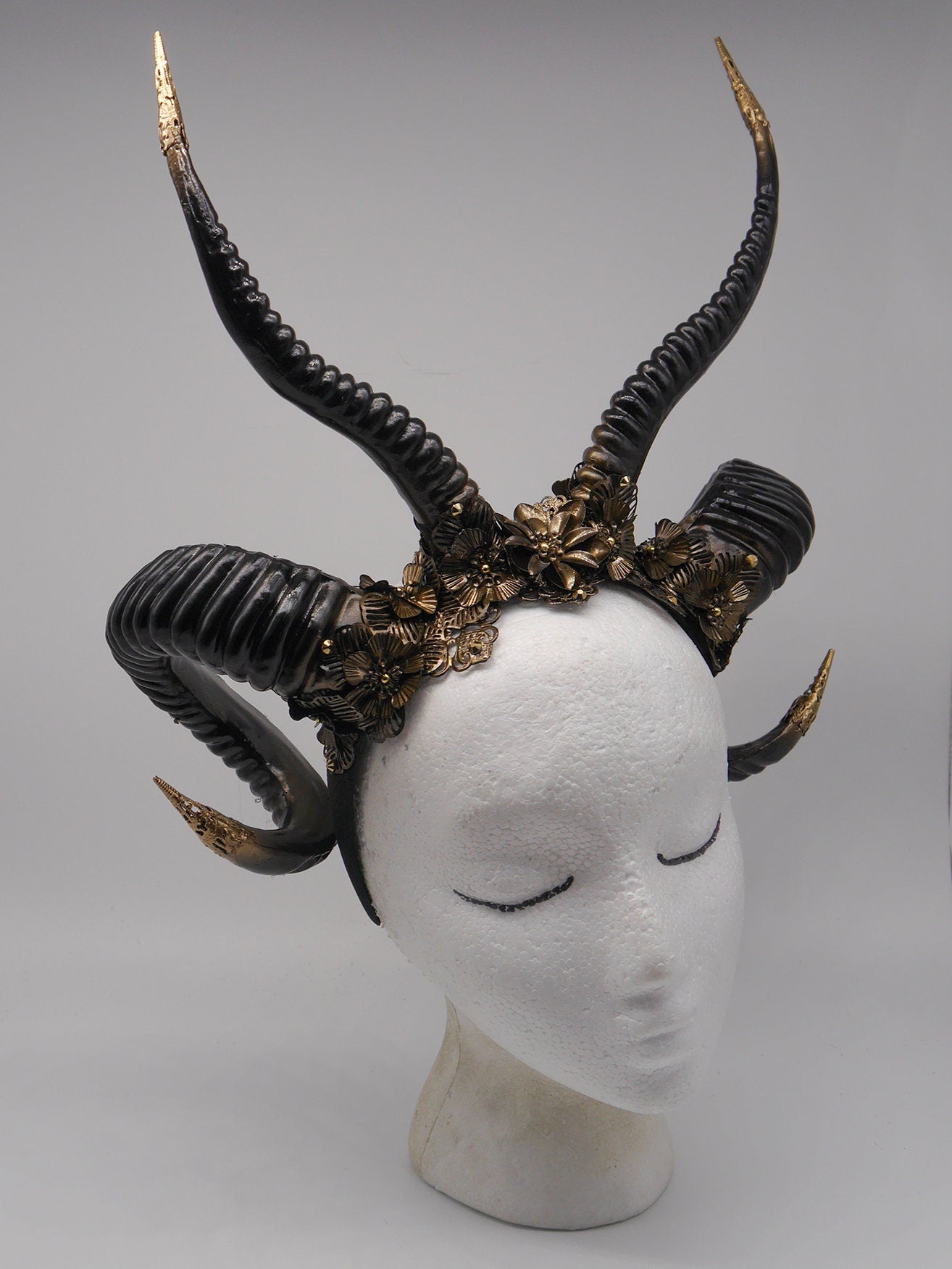 dragon goddess ~ gothic Hörner ~ Fantasy ~ Kopfschmuck ~ Dämon ~ Hexe ~ Festival ~ occult ~ wicca ~ Maleficent - double horns