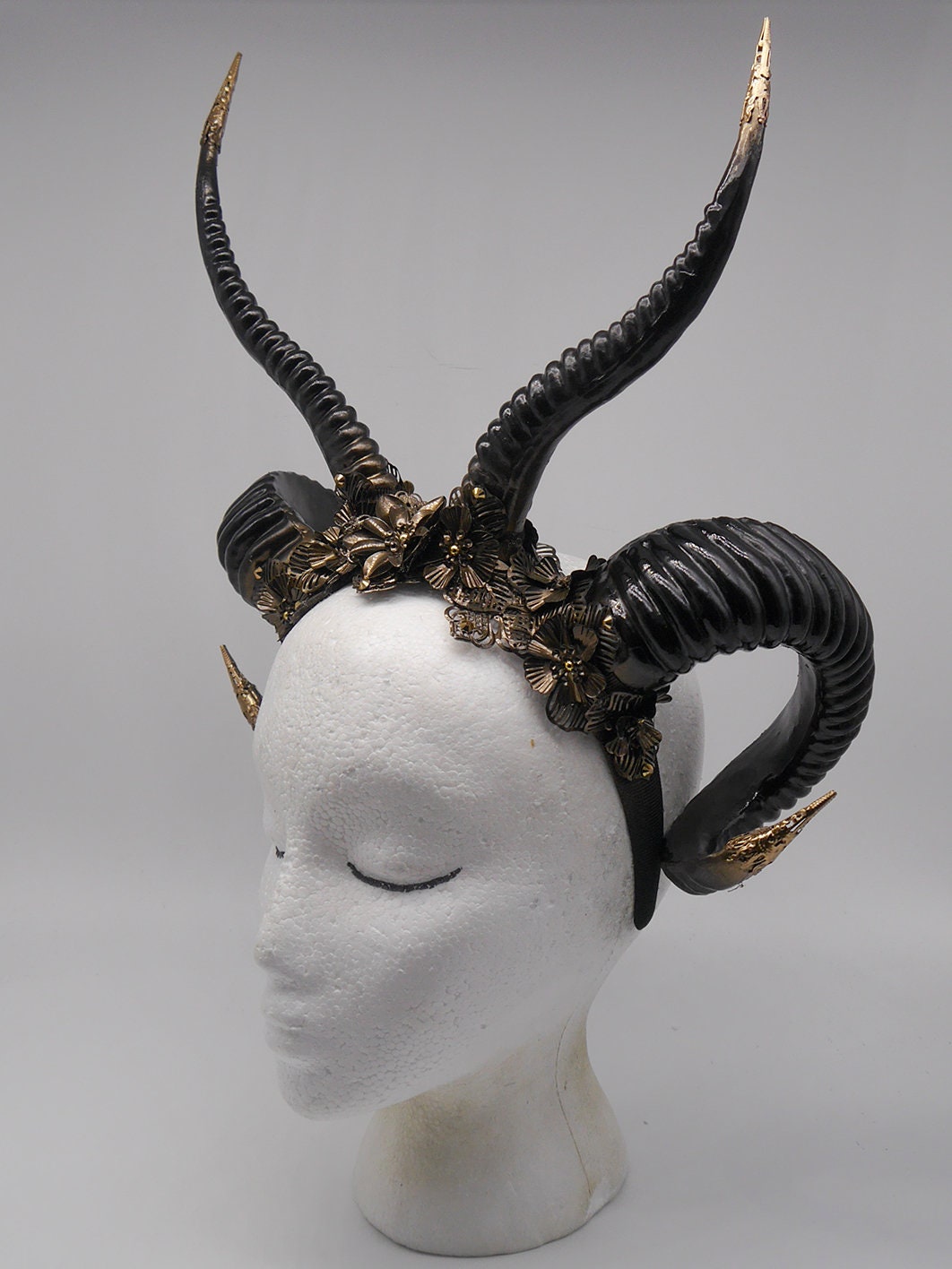 dragon goddess ~ gothic Hörner ~ Fantasy ~ Kopfschmuck ~ Dämon ~ Hexe ~ Festival ~ occult ~ wicca ~ Maleficent - double horns