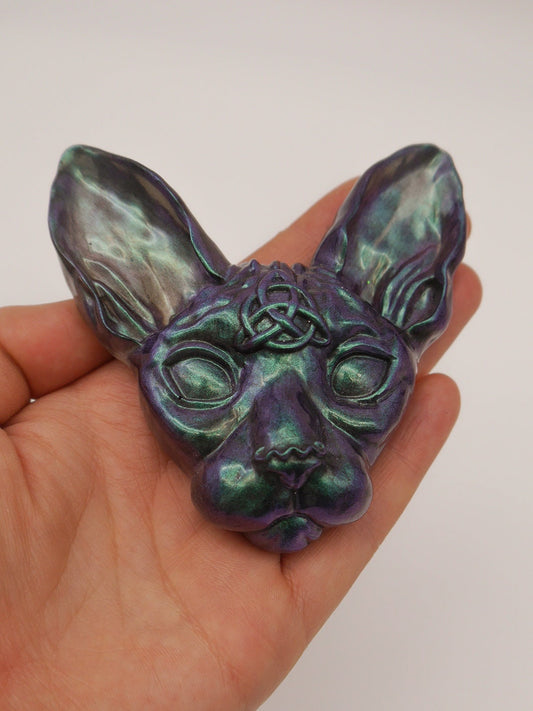 sphynx Katze ~ Epoxid Harz ~ Resin ~ skull ~ Handmade ~ Fledermaus - drei Augen ~ Fantasy ~ gothic ~ goth ~ geschenk