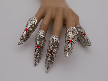 5pc silver Nails Elb Elfe Fantasy Filigree Claws