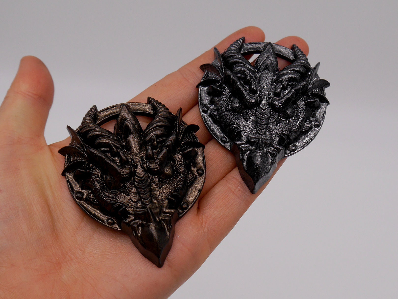 Drachen Amulett Kette ~ black silver Dragon Necklace ~ Fantasy ~ gothic ~ goth ~ witch ~ Resin ~ Geschenk