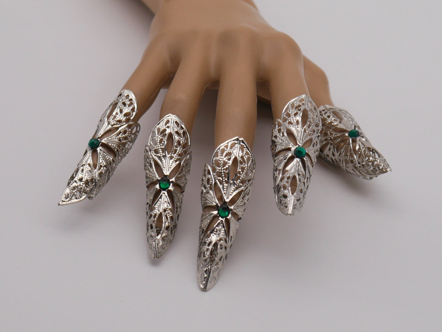 5pc silver Nails Elb Elfe Fantasy Filigree Claws