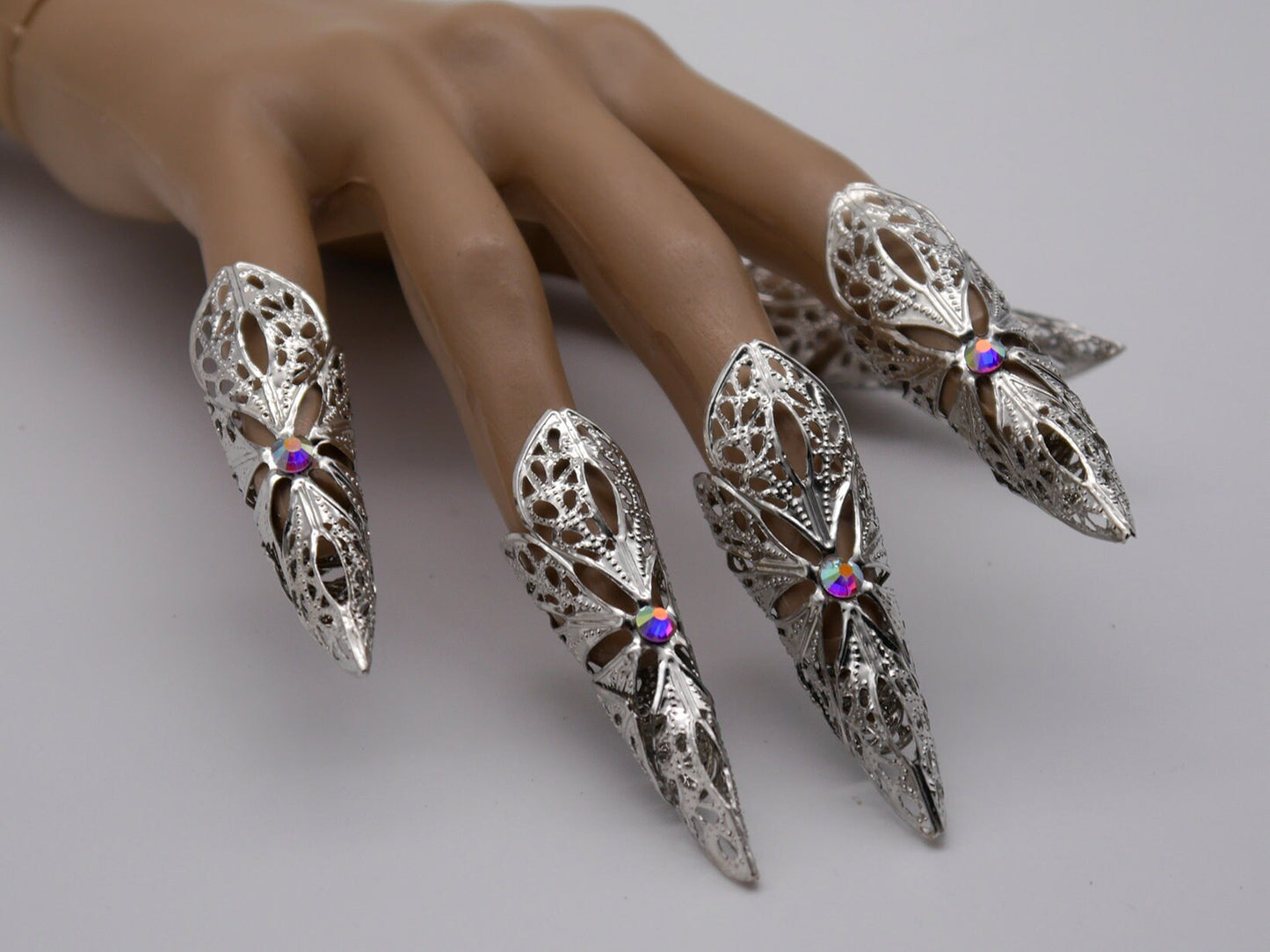 5pc silver Nails Elb Elfe Fantasy Filigree Claws