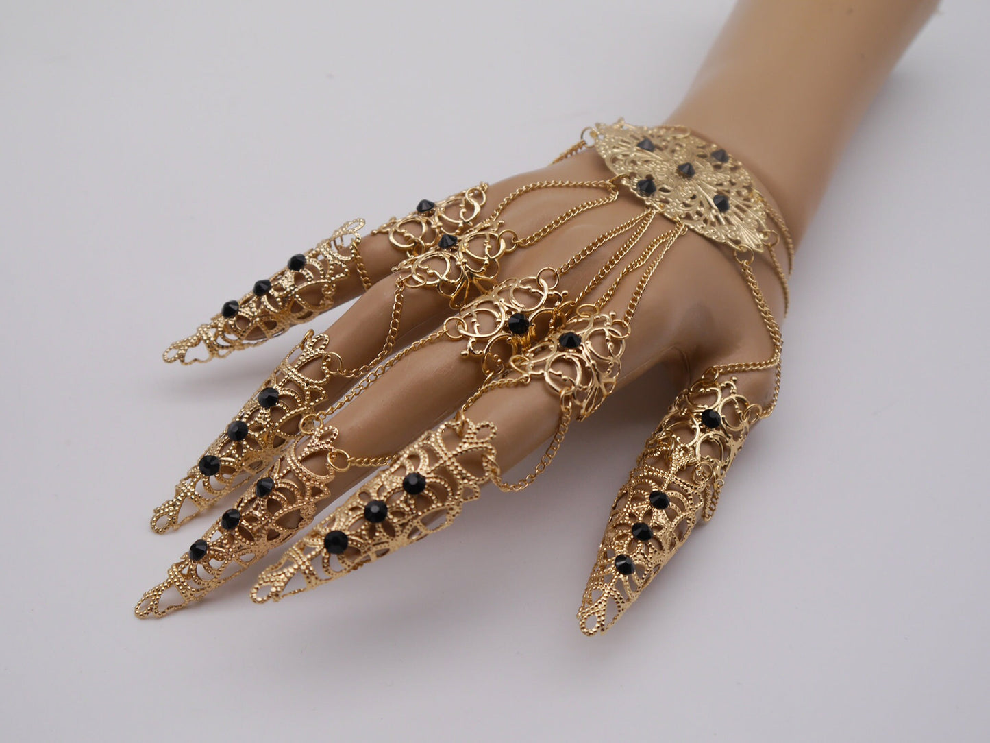 golden Filigree Claws Nails (1pc = 1 Full Hand Piece) ~ Nails ~ Nagel ~ Krallen ~ Ringe ~ Gothic ~ Nägel ~ Tips