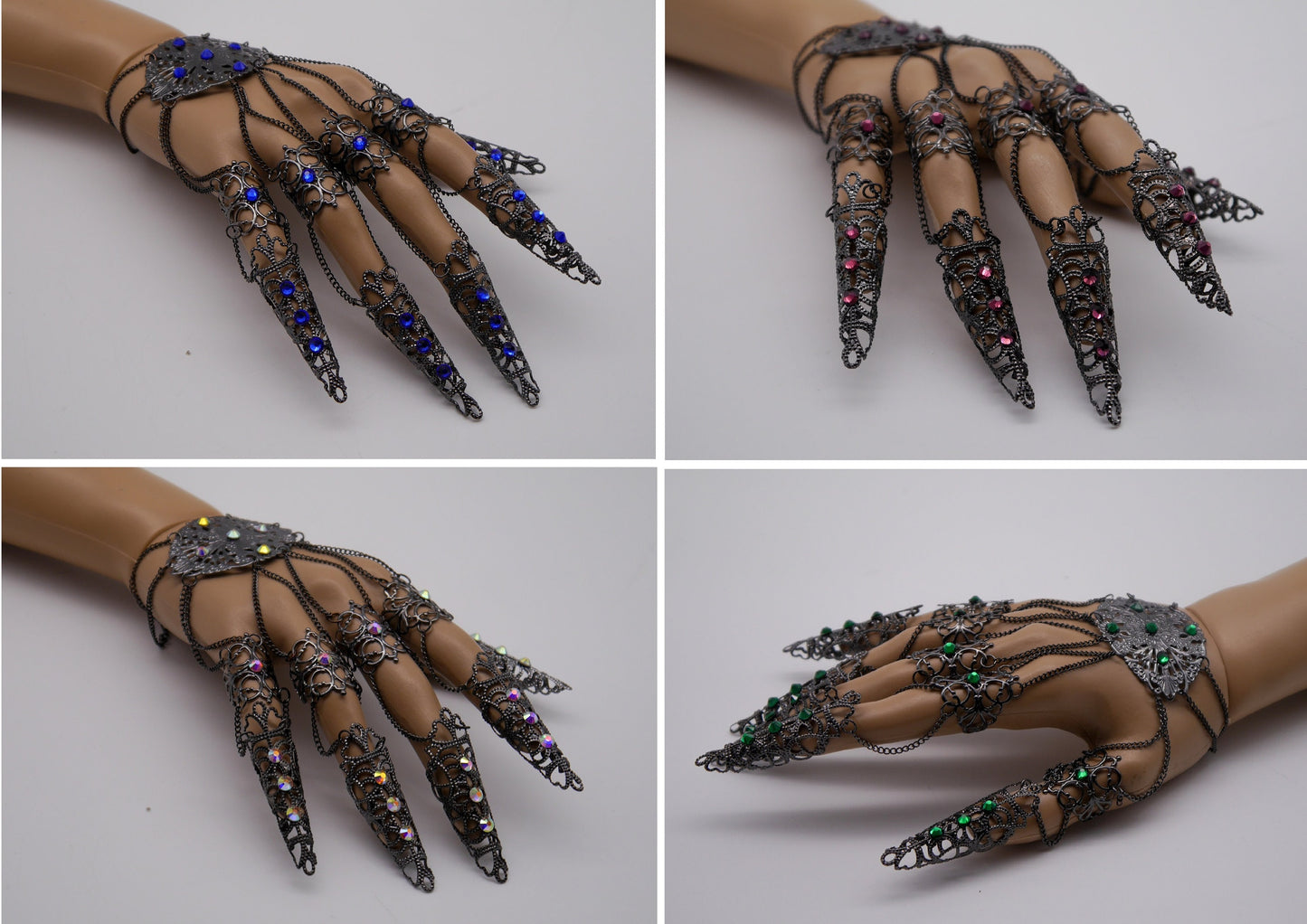silver Filigree Claws Nails (1pc = 1 Full Hand Piece)