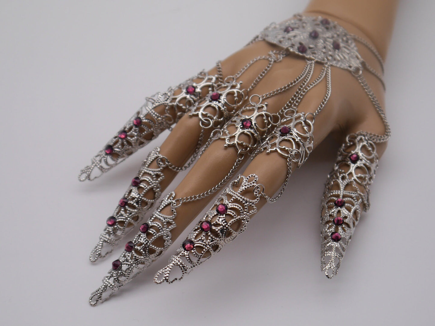 silver Filigree Claws Nails (1pc = 1 Full Hand Piece)