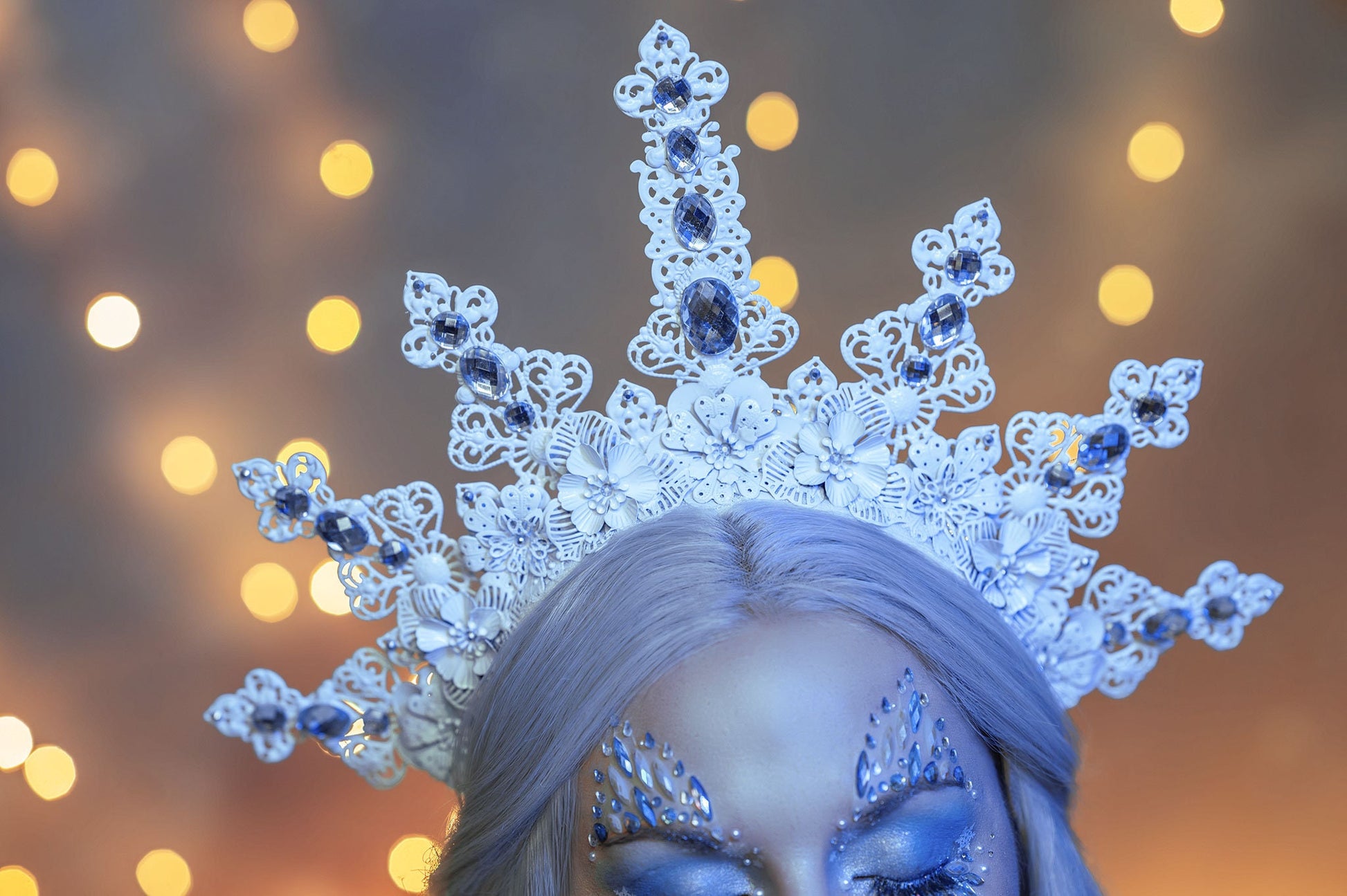 winter dream Halo - white Princess Headdress ~ Kopfschmuck ~ Fee ~ ice ~ Royal Kristall Krone ~ Crown