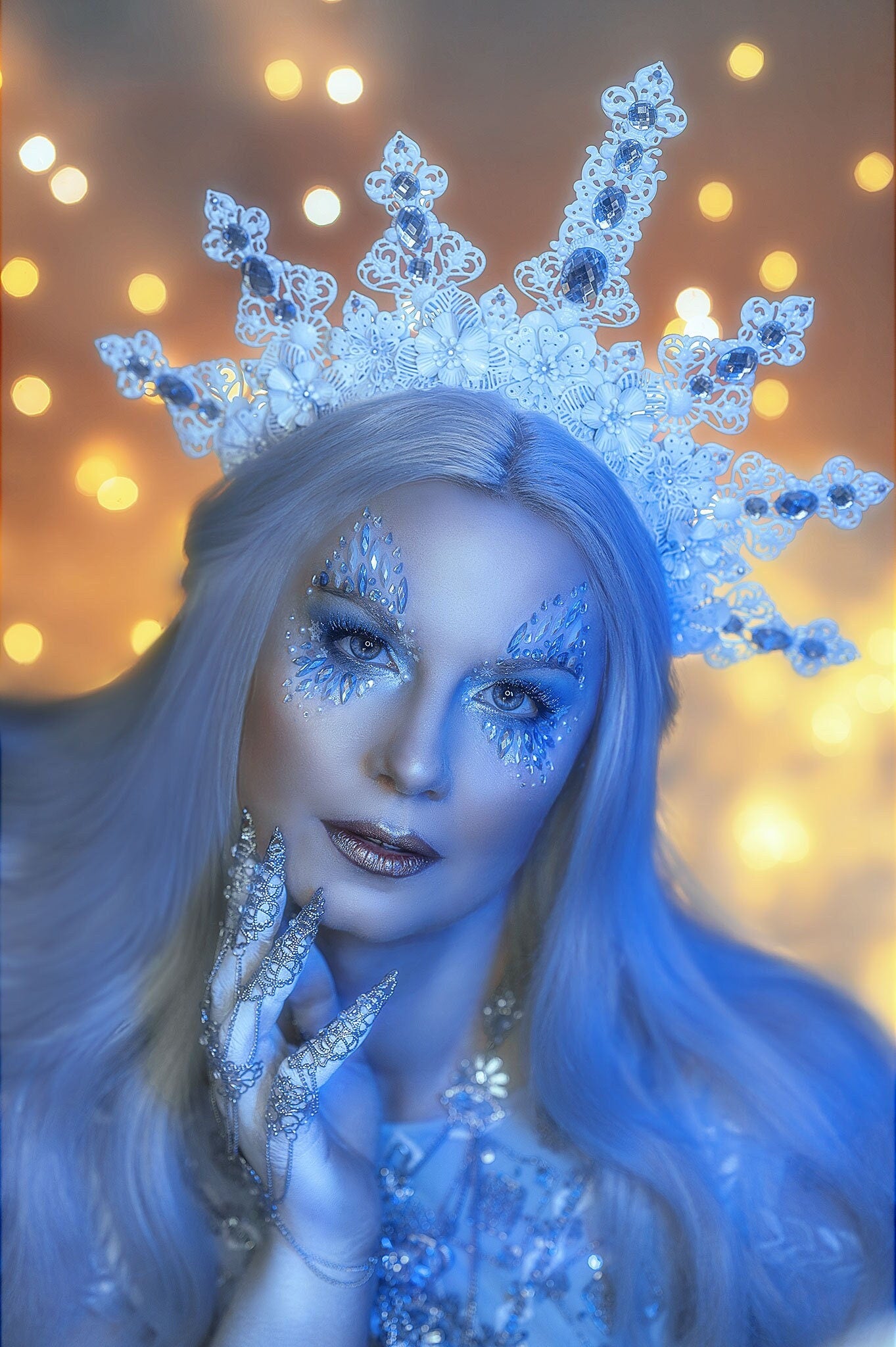 winter dream Halo - white Princess Headdress ~ Kopfschmuck ~ Fee ~ ice ~ Royal Kristall Krone ~ Crown