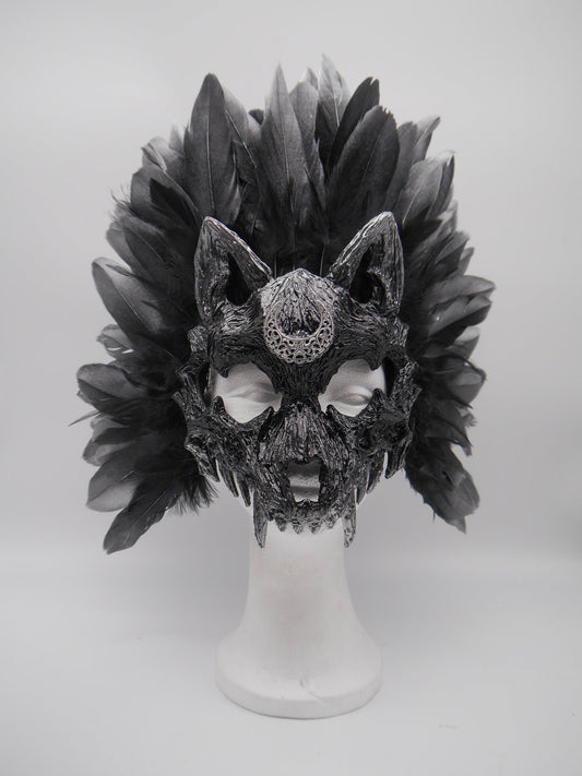 Luna Cat Mask ~ Moon ~ Mond Maske ~ Headdress ~ Headpiece ~ Skull - Bones ~ wolves ~ wolf ~ Kopfschmuck