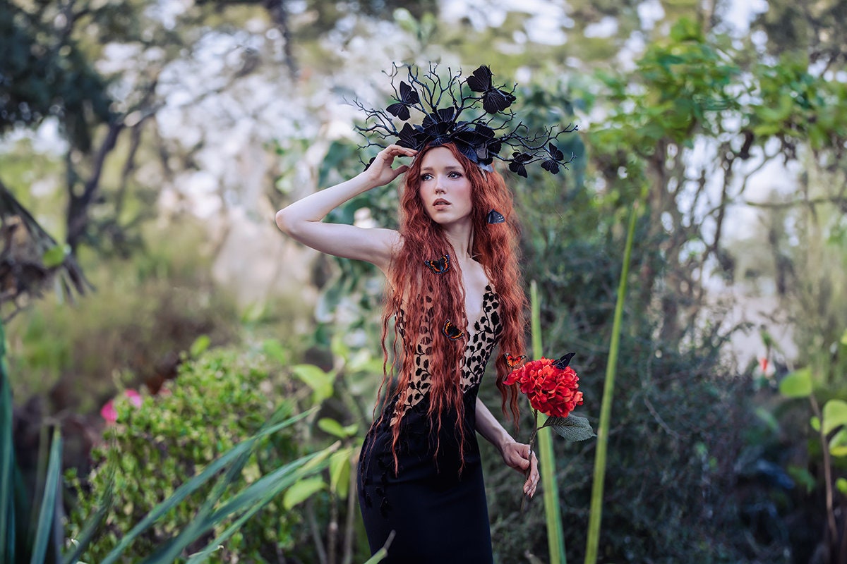 gothic ~ butterfly ~ Headdress ~ Headpiece ~ dark ~ Queen of Darkness ~ schwarzer Schmetterling