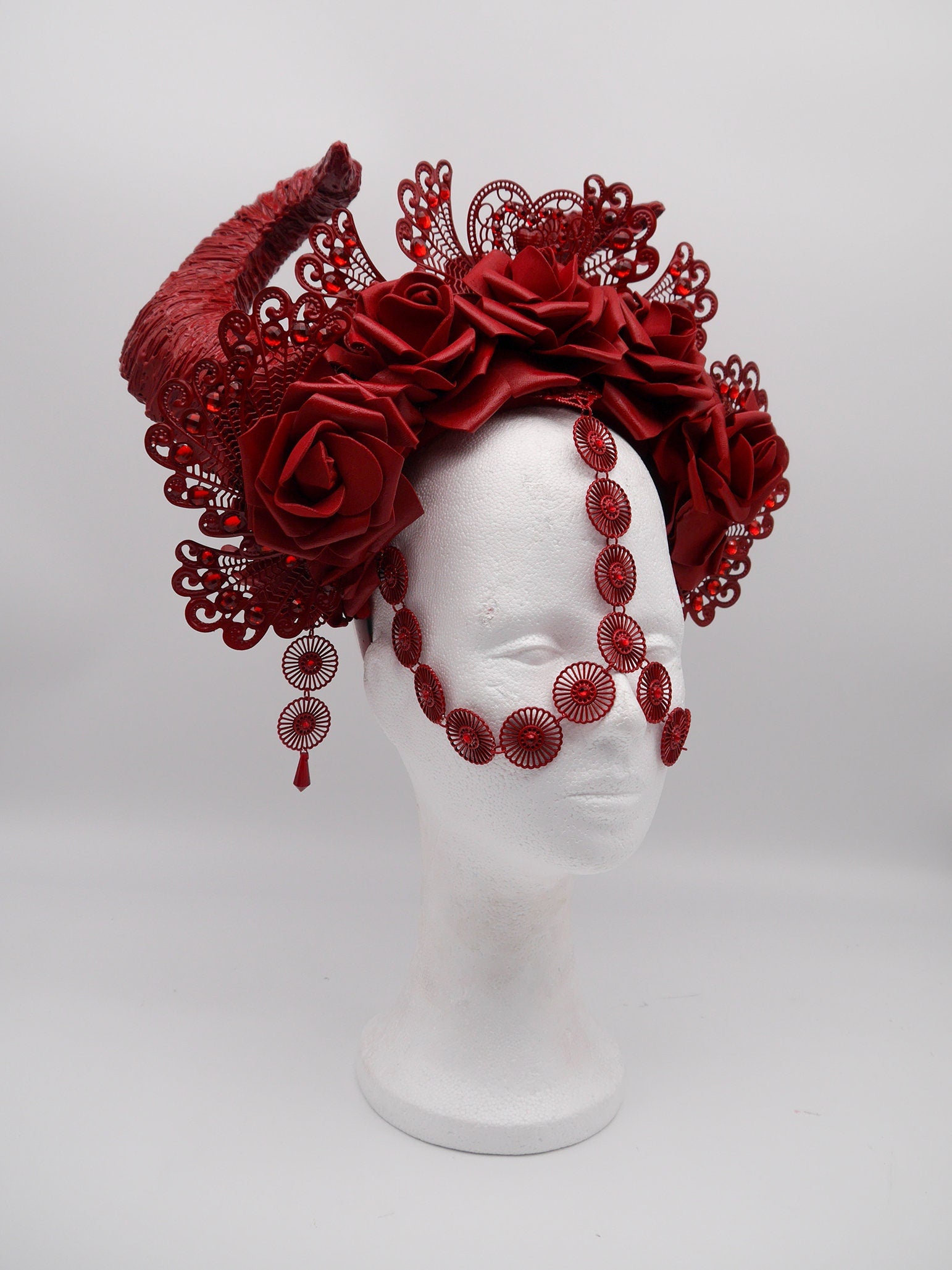 Valentines Special Pan Horns Headpiece ~ Royal Rose Headdress