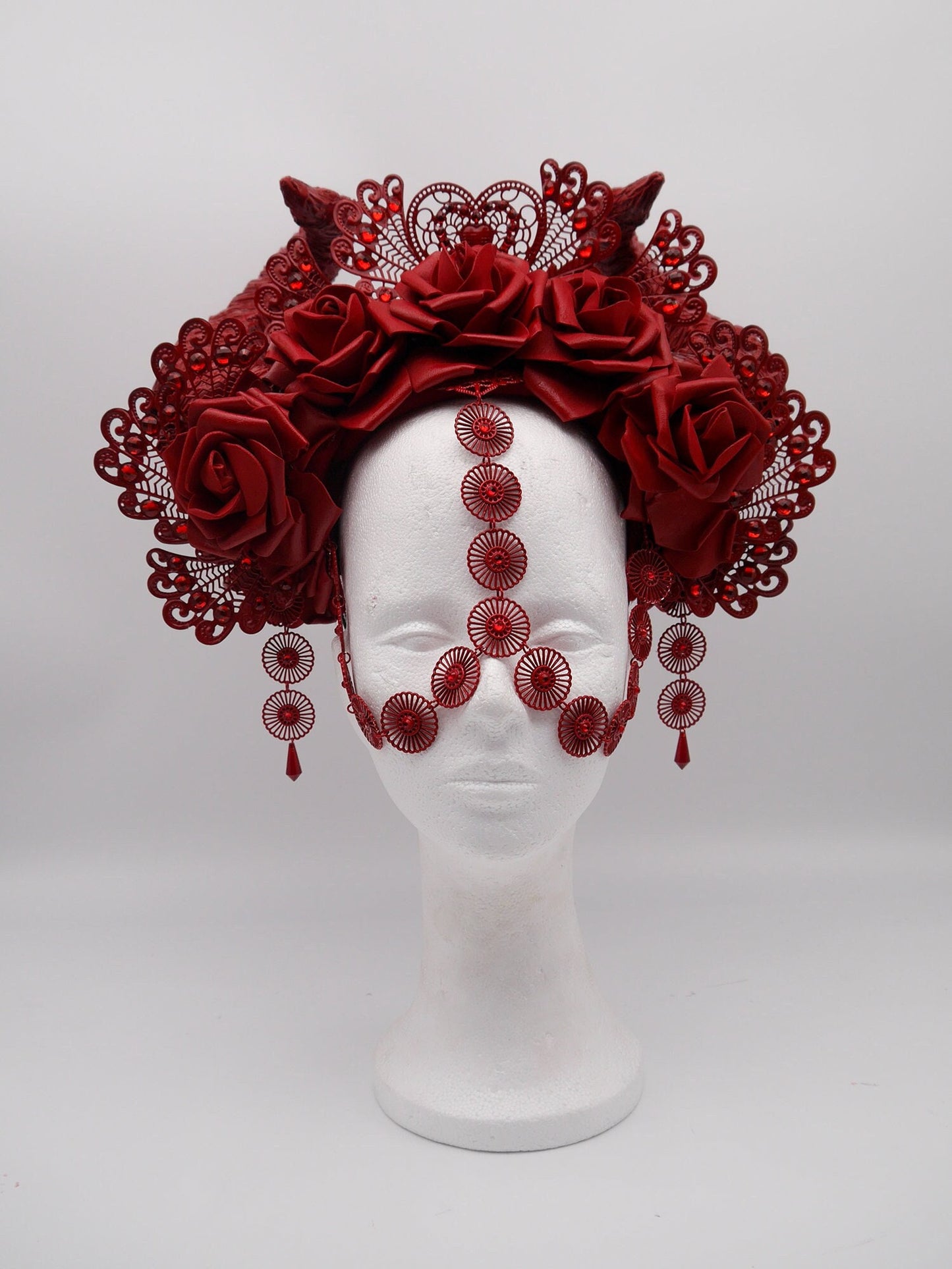 Valentines Special Pan Horns Headpiece ~ Royal Rose Headdress