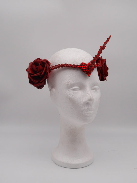 valentine unicorn Headpiece ~ Herz ~ schwarzes Einhorn~ fantasy ~ last unicorn ~ Fantasy ~ Elfen ~ Feen