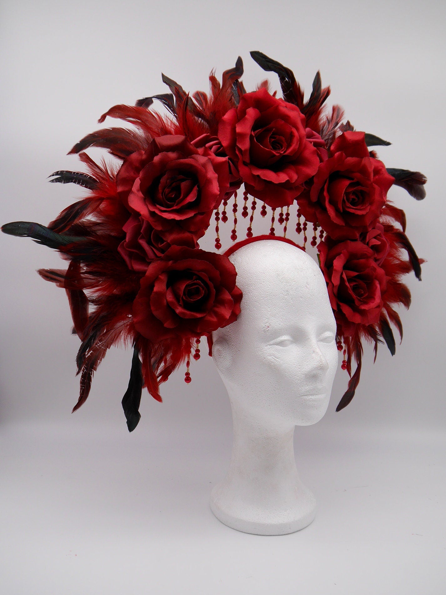 red rose feathers double Halo ~ Royal ~ Metal ~ fairy ~ gloriole ~ nimbus ~ crown ~ Krone ~ Kranz ~ Heiligenschein