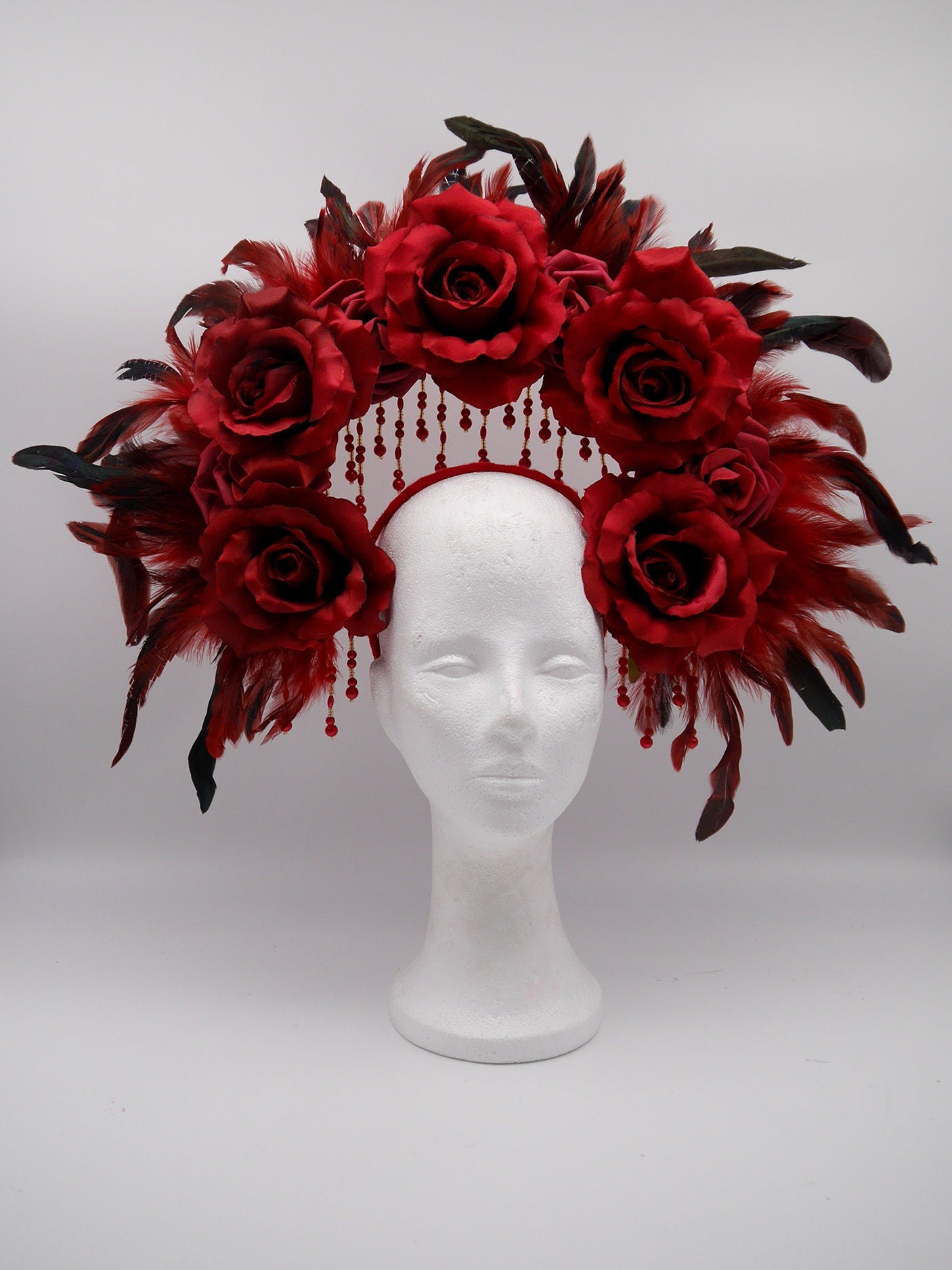 red rose feathers double Halo ~ Royal ~ Metal ~ fairy ~ gloriole ~ nimbus ~ crown ~ Krone ~ Kranz ~ Heiligenschein
