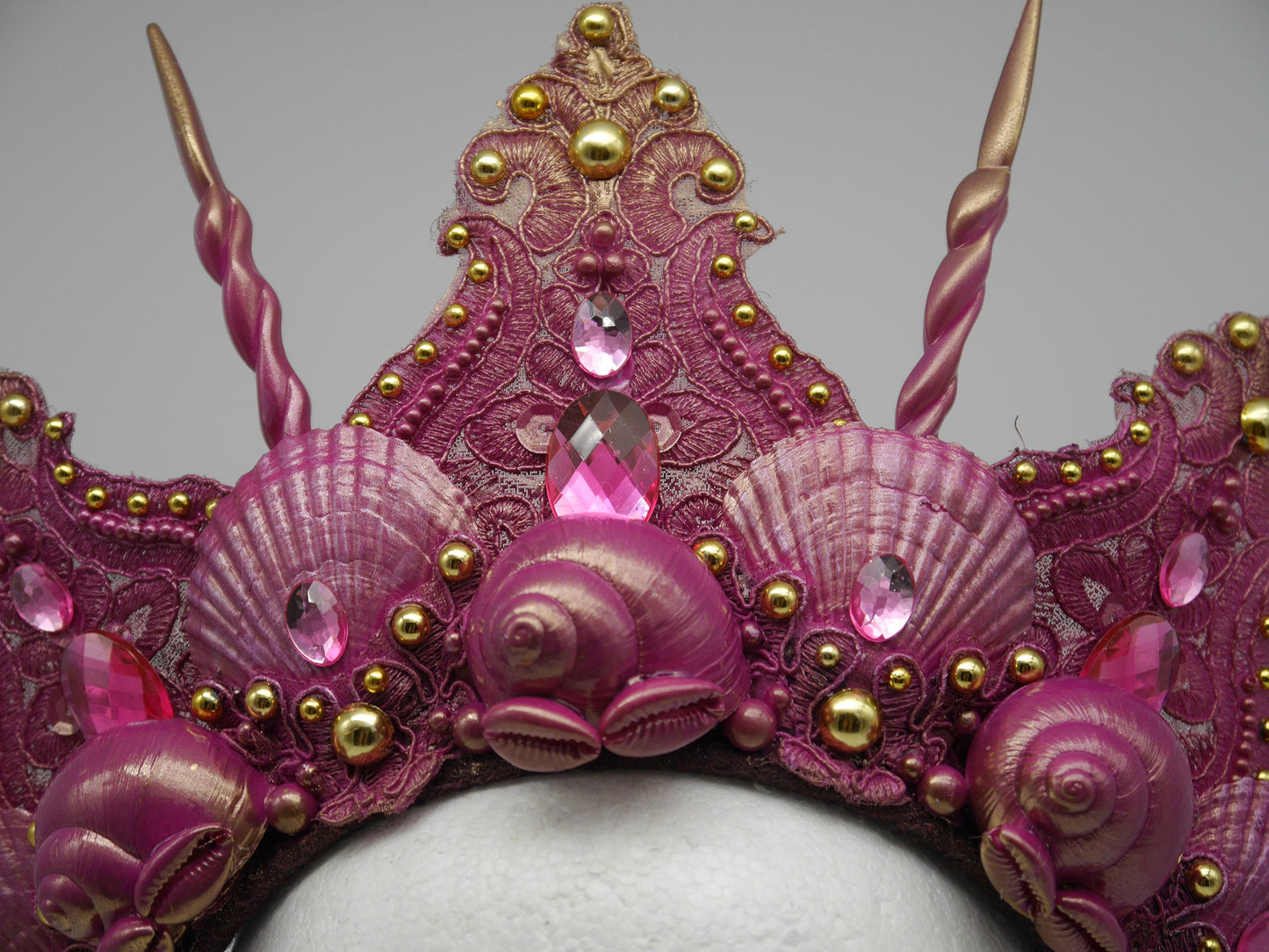 pink golden mermaid crown ~ Meerjungfrau Krone ~ Königin ~ Kopfschmuck ~ Sirene ~ Shell ~ Muschlekrone
