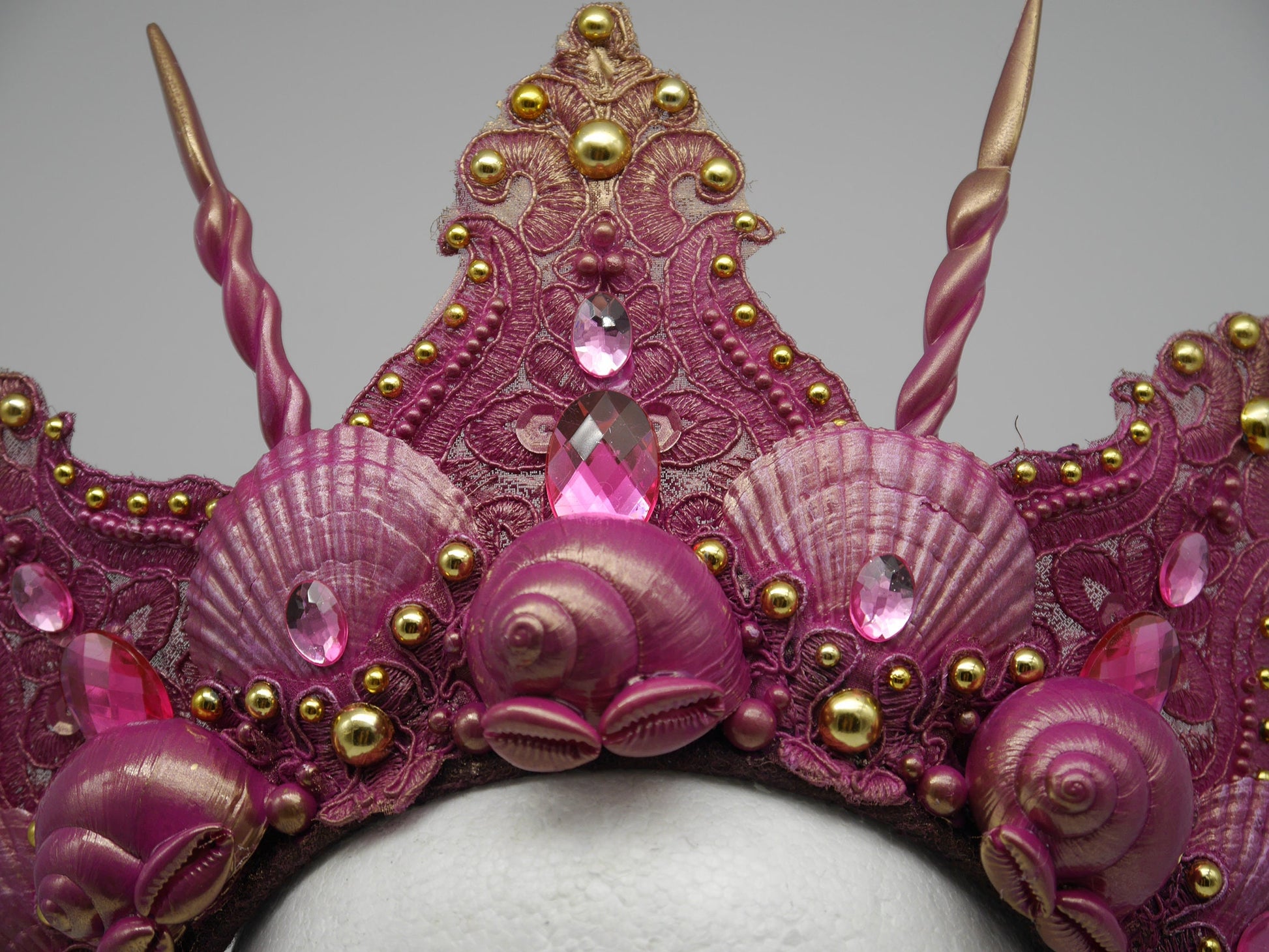 pink golden mermaid crown ~ Meerjungfrau Krone ~ Königin ~ Kopfschmuck ~ Sirene ~ Shell ~ Muschlekrone