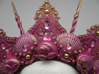 pink golden mermaid crown ~ Meerjungfrau Krone ~ Königin ~ Kopfschmuck ~ Sirene ~ Shell ~ Muschlekrone